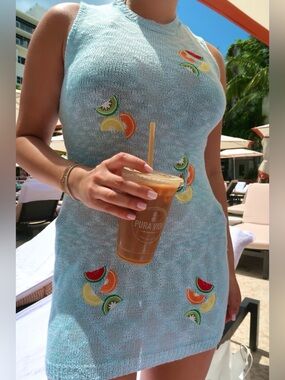 FRUIT CROCHET MINI DRESS